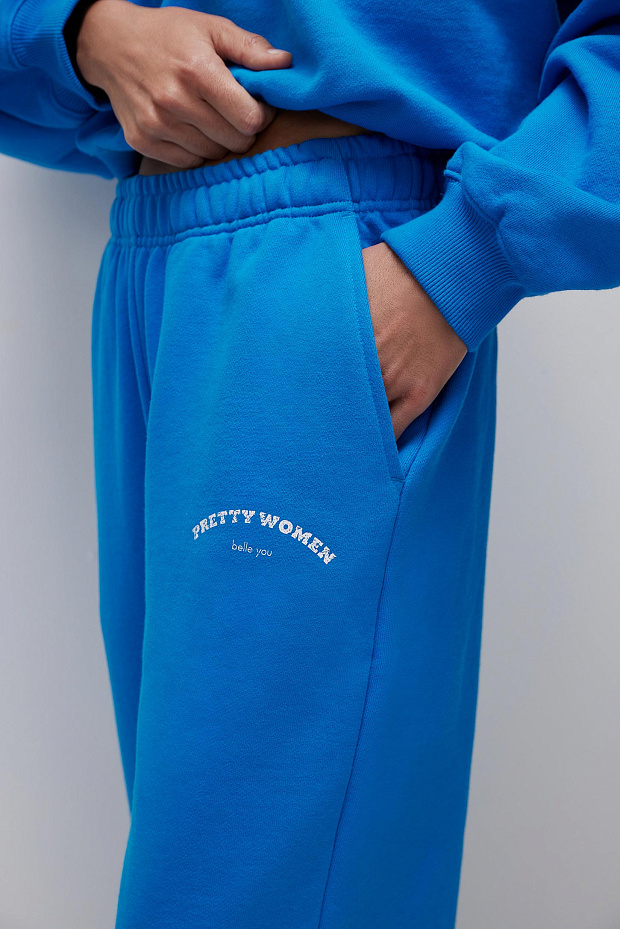 Брюки с резинками по низу (васильковый)