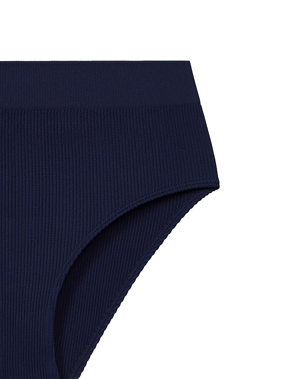 Трусы-слипы с высокой посадкой в рубчик (темно-синий)