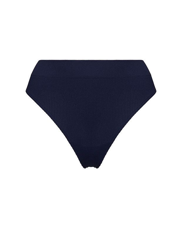 Трусы-стринг в рубчик (темно-синий)