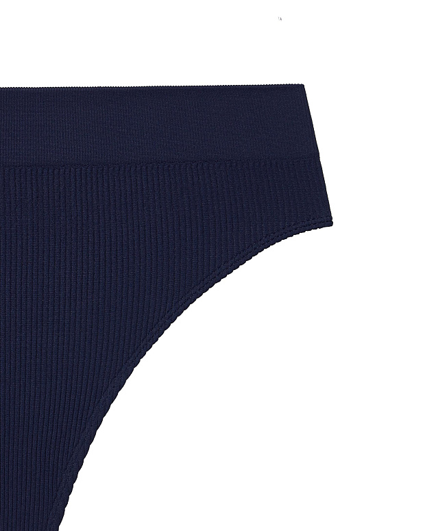 Трусы-стринг в рубчик (темно-синий)