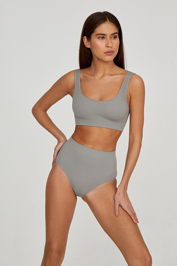 Комплект белья в рубчик (серо-зеленый )