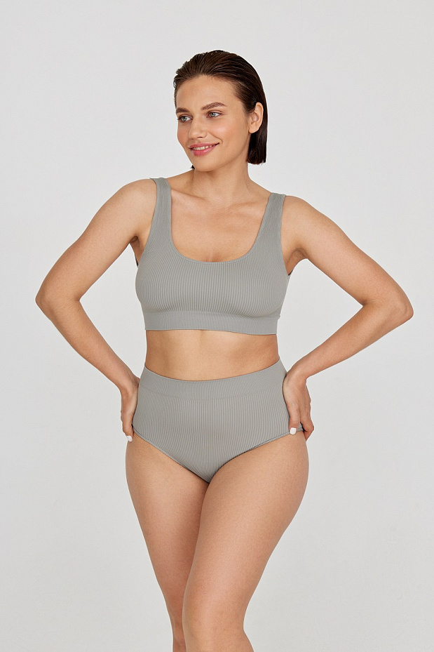 Комплект белья в рубчик (серо-зеленый )