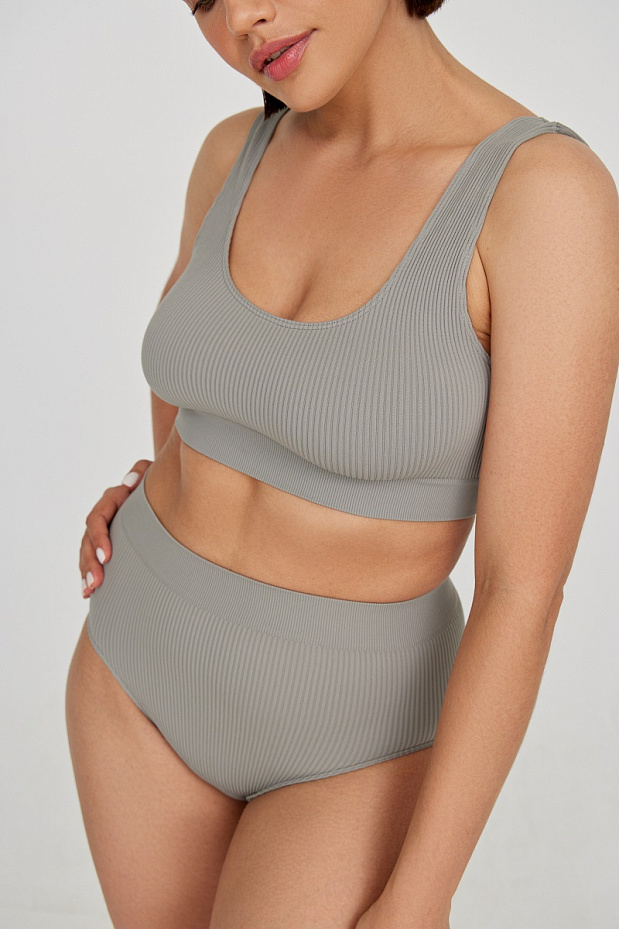 Комплект белья в рубчик (серо-зеленый )