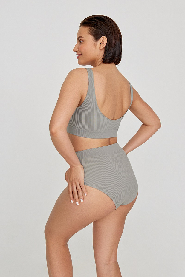 Комплект белья в рубчик (серо-зеленый )