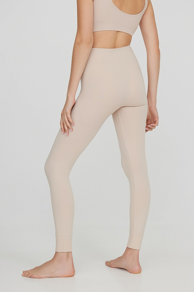 Легинсы с высокой посадкой с завязками (розово-бежевый)