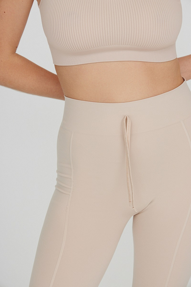 Легинсы с высокой посадкой с завязками (розово-бежевый)