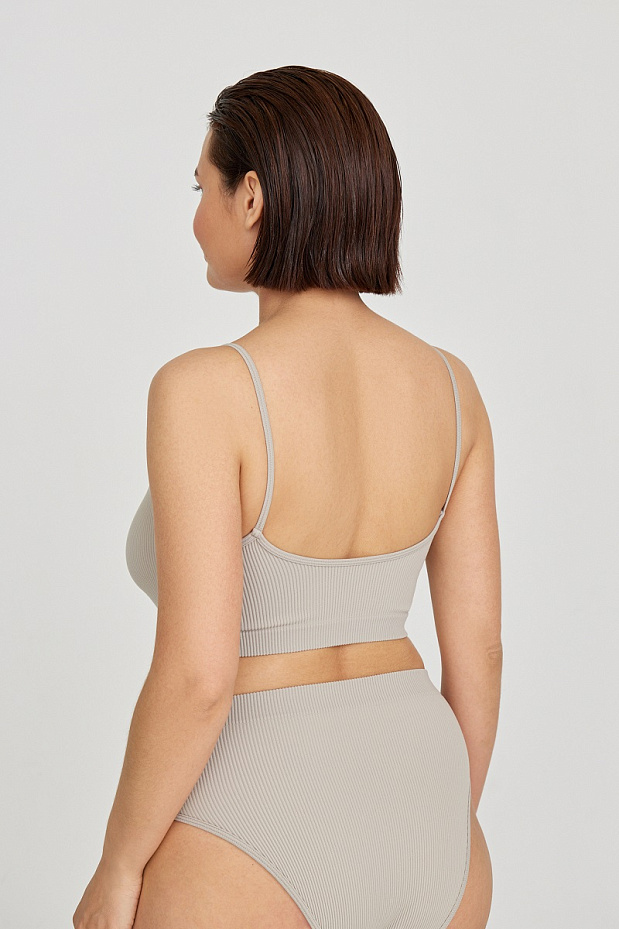 Топ в рубчик с v-образным вырезом (кофе с молоком)