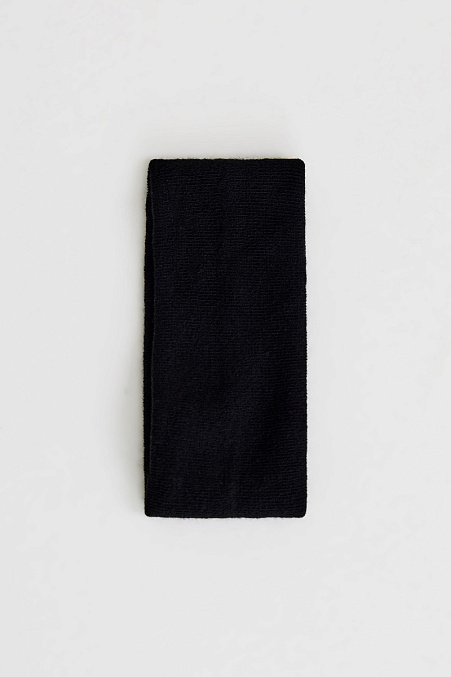 Повязка на голову с шерстью (черный)