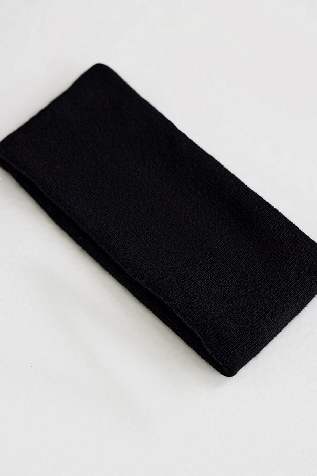 Повязка на голову с шерстью (черный)