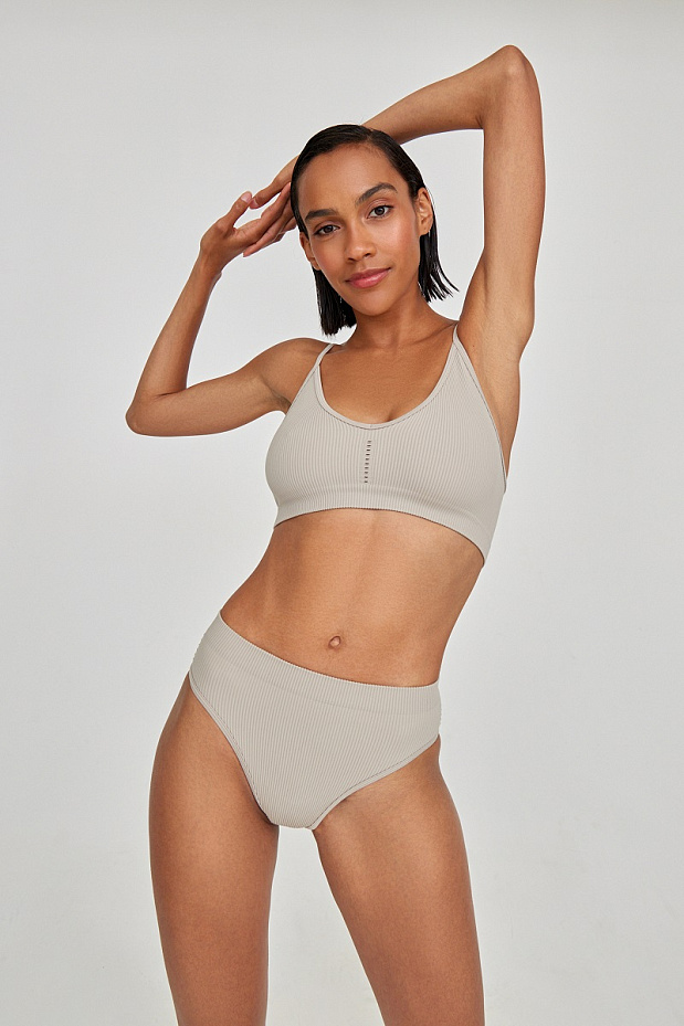 Трусы в рубчик с низкой посадкой (кофе с молоком)