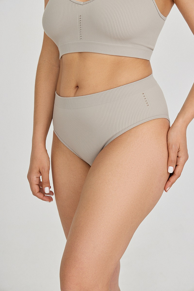 Трусы в рубчик с низкой посадкой (кофе с молоком)