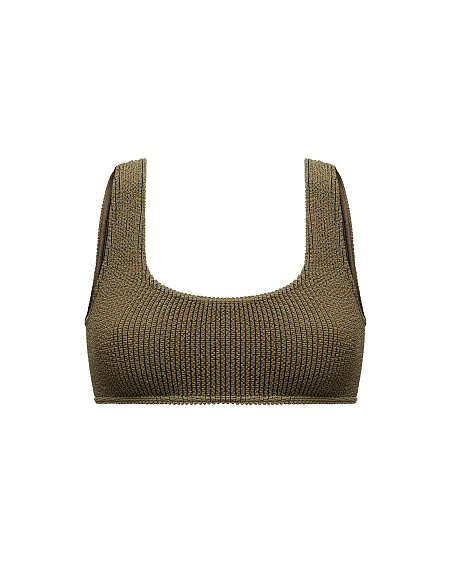 Купальный бесшовный топ на широких бретелях (оливковый)
