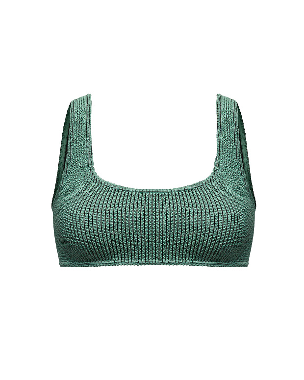 Купальный бесшовный топ на широких бретелях (зеленый)