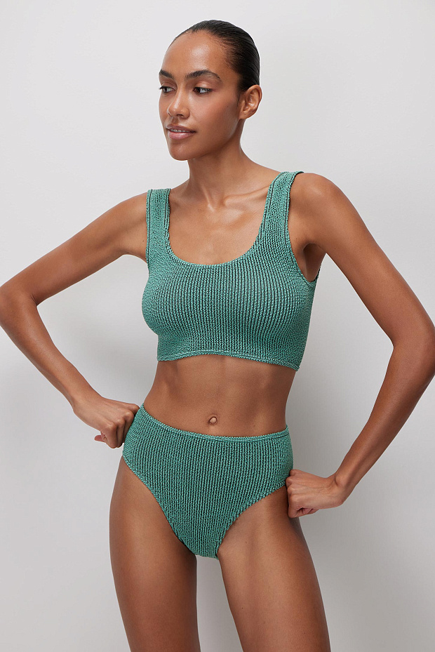 Купальные трусы-бразильяно с высокой посадкой (зеленый)