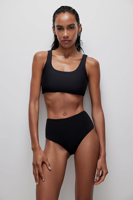 Купальный топ на широких бретелях (черный)