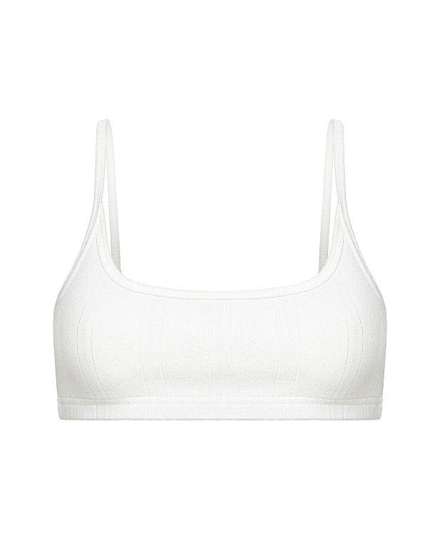 Топ на тонких бретелях из ажурного трикотажа (белый)