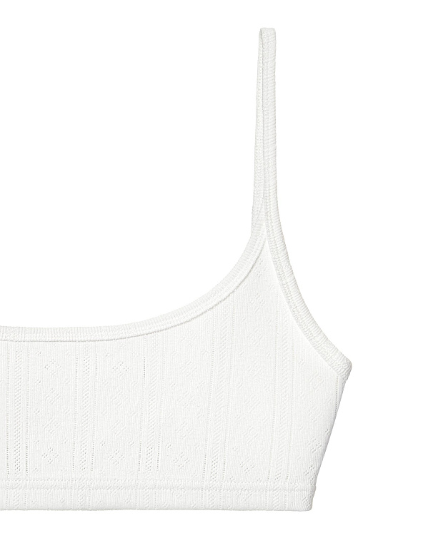 Топ на тонких бретелях из ажурного трикотажа (белый)