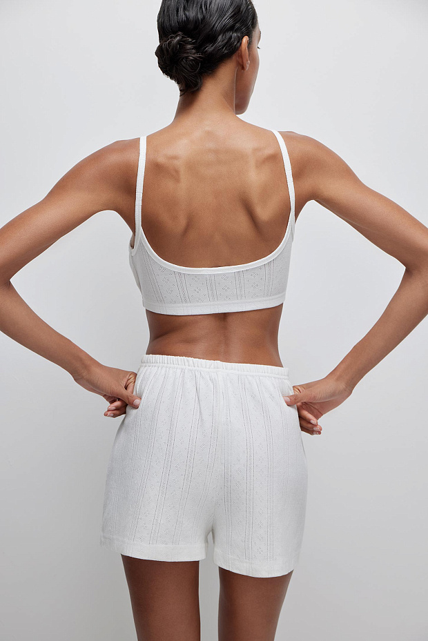 Шорты домашние из ажурного трикотажа (белый)