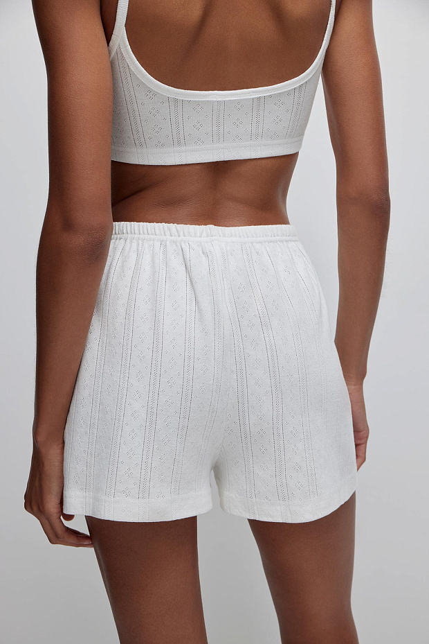 Шорты домашние из ажурного трикотажа (белый)
