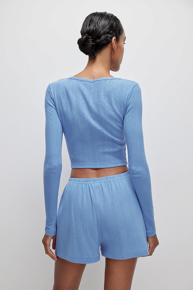 Шорты домашние из ажурного трикотажа (васильковый)