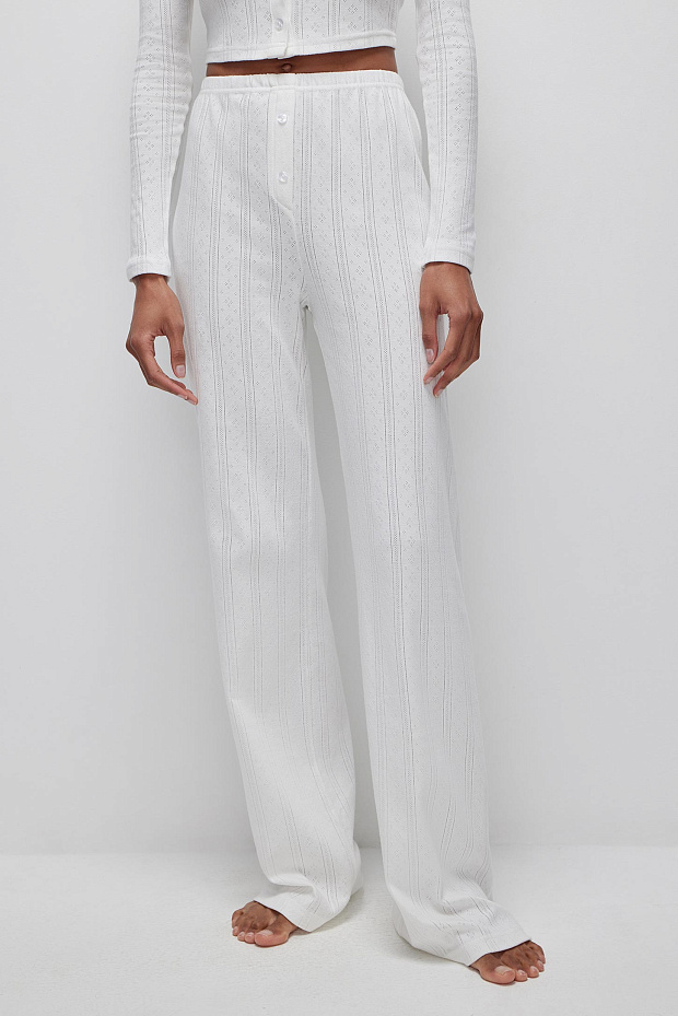 Брюки из ажурного трикотажа (белый)