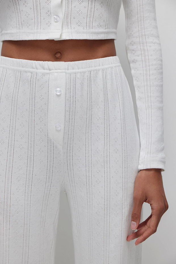 Брюки из ажурного трикотажа (белый)
