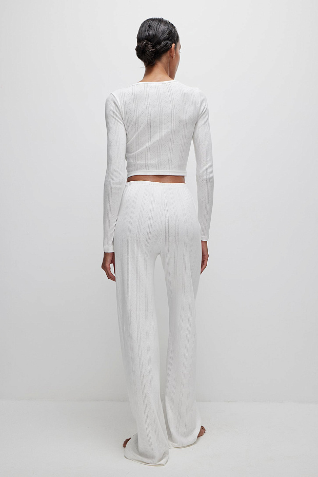 Брюки из ажурного трикотажа (белый)