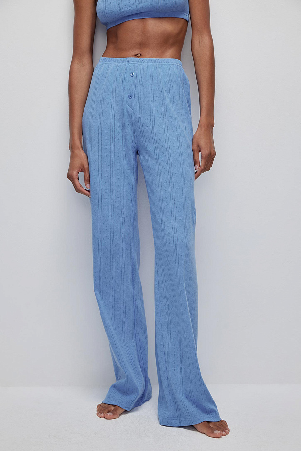 Брюки из ажурного трикотажа (васильковый)