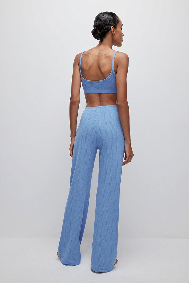 Брюки из ажурного трикотажа (васильковый)