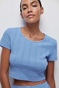 Укороченная футболка из ажурного трикотажа Pointelle