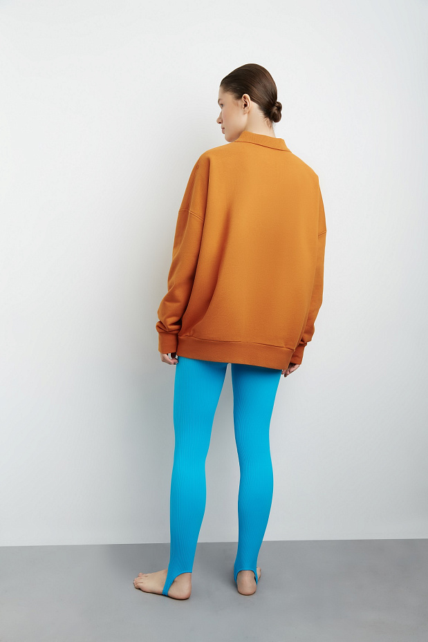 Легинсы со штрипками рубчик (бирюзовый)