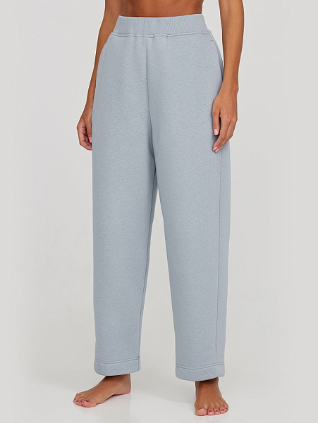 Укороченные брюки с вышивкой (голубой туман)