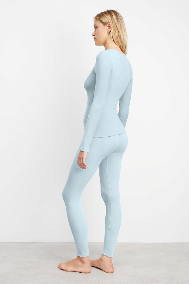 Легинсы с высокой посадкой микромодал (небесный)