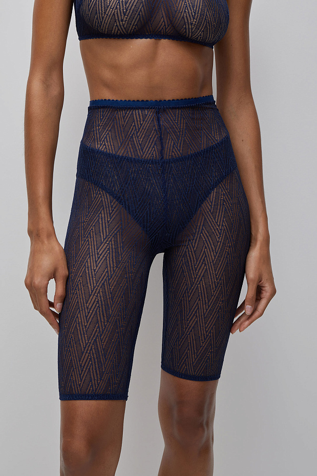 Кружевные велосипедки с высокой посадкой (темно-синий)