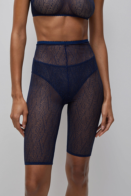 Кружевные велосипедки с высокой посадкой (темно-синий)