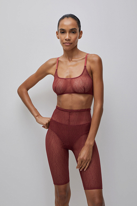 Кружевные велосипедки с высокой посадкой (темно-терракотовый)