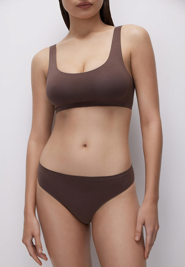 Трусы-бразильяно с высокой посадкой (молочный шоколад)