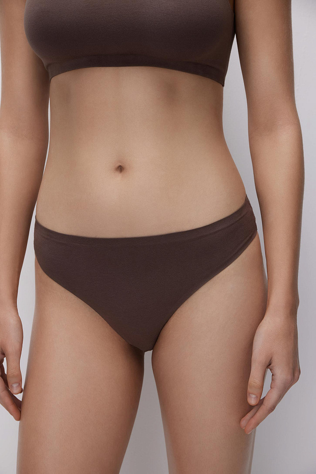 Трусы-бразильяно с высокой посадкой (молочный шоколад)