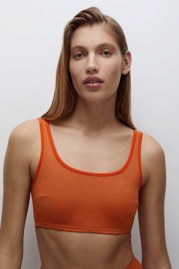 Купальный топ на широких бретелях (хурма / коралл)