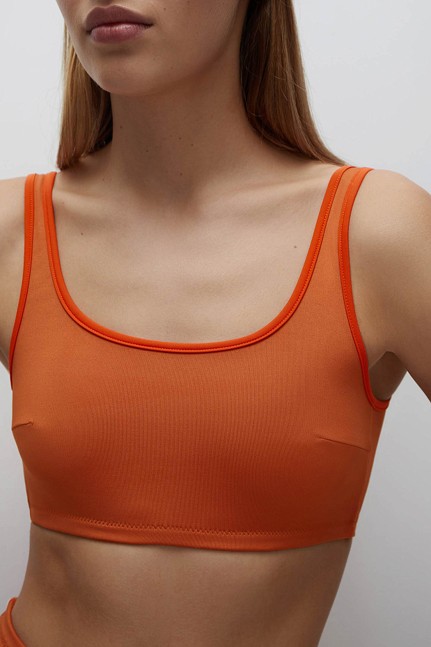 Купальный топ на широких бретелях (хурма / коралл)
