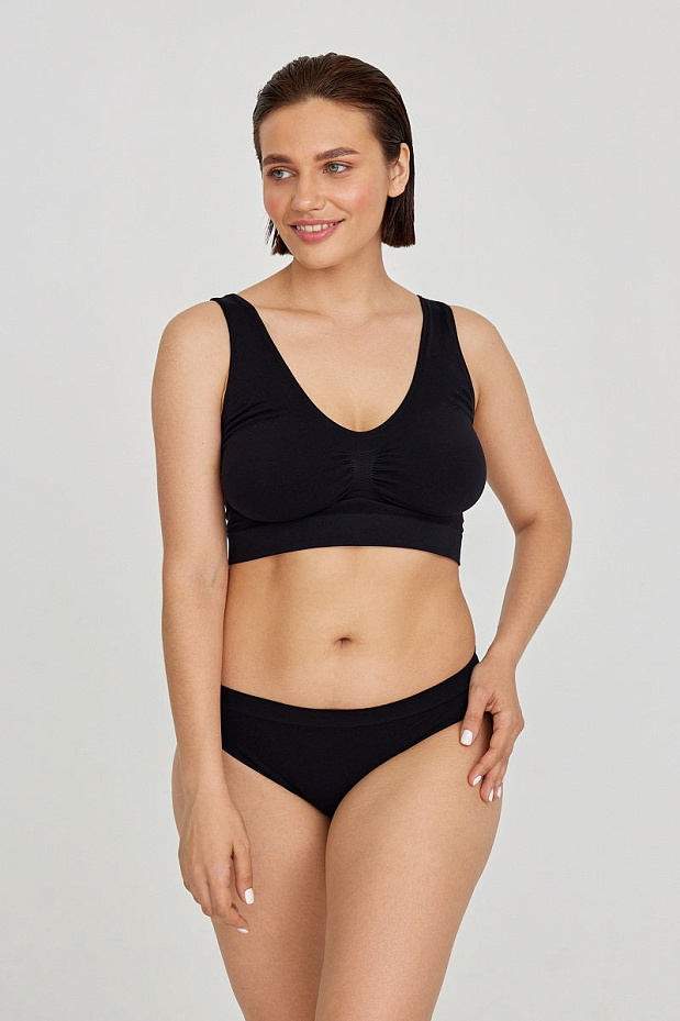 Топ на широких бретелях с поддержкой груди (черный)