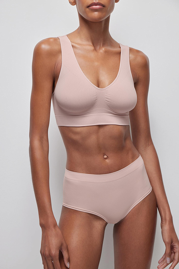 Трусы-кюлоты с высокой посадкой до 4XL (пудрово-розовый)