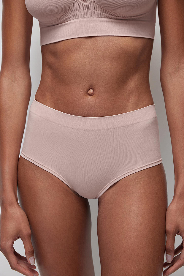 Трусы-кюлоты с высокой посадкой до 4XL (пудрово-розовый)