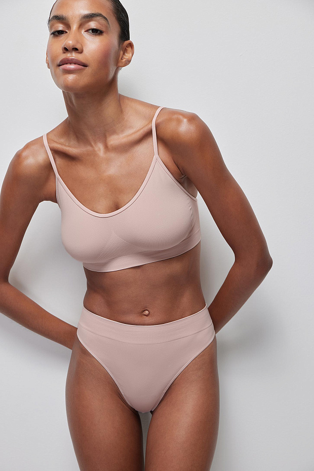 Трусы-стринги с высокой посадкой до 4XL (пудрово-розовый)