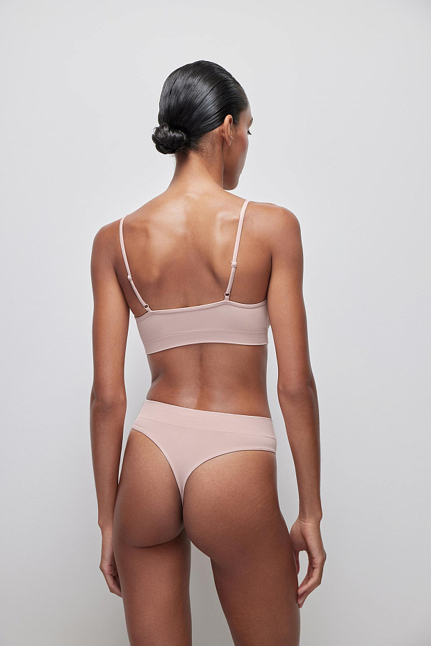 Трусы-стринги с высокой посадкой до 4XL (пудрово-розовый)