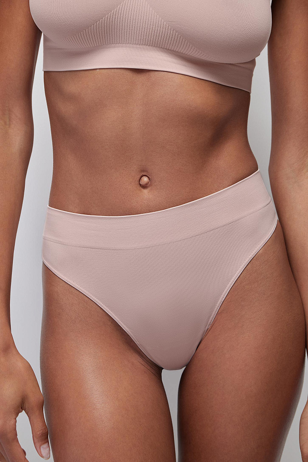 Трусы-стринги с высокой посадкой до 4XL (пудрово-розовый)