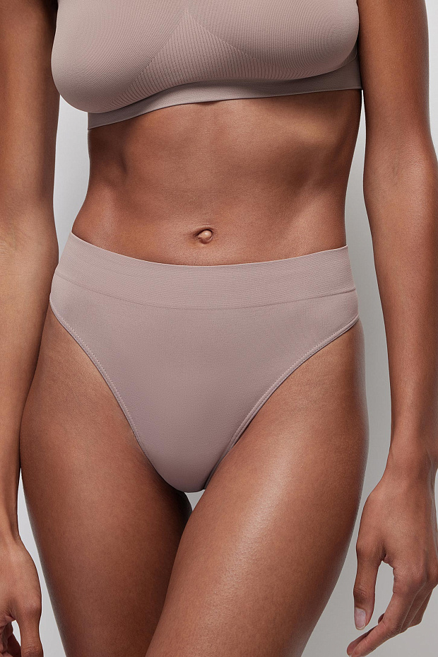 Трусы-стринги с высокой посадкой до 4XL (холодный мокко)