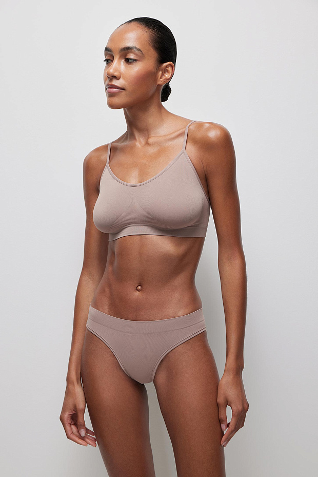 Трусы-бразильяно с низкой посадкой (холодный мокко)