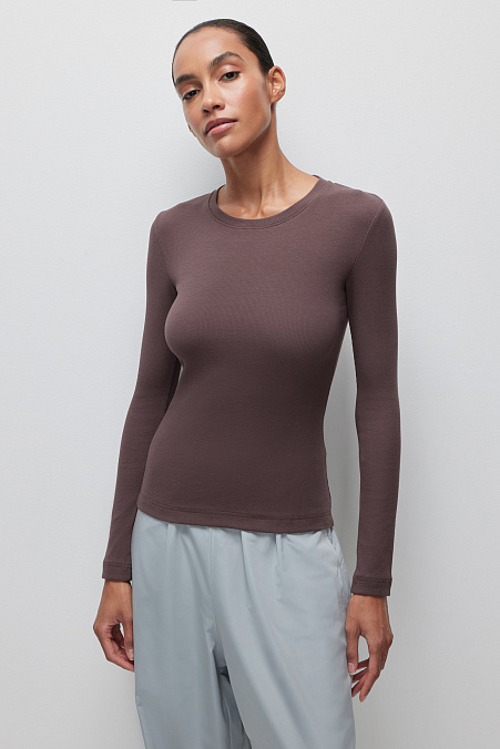 Лонгслив в рубчик (шоколад)