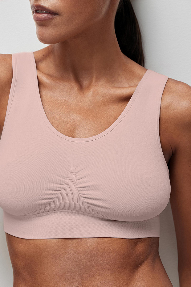 Топ на широких бретелях с чашками-вкладышами до 4XL (пудрово-розовый)